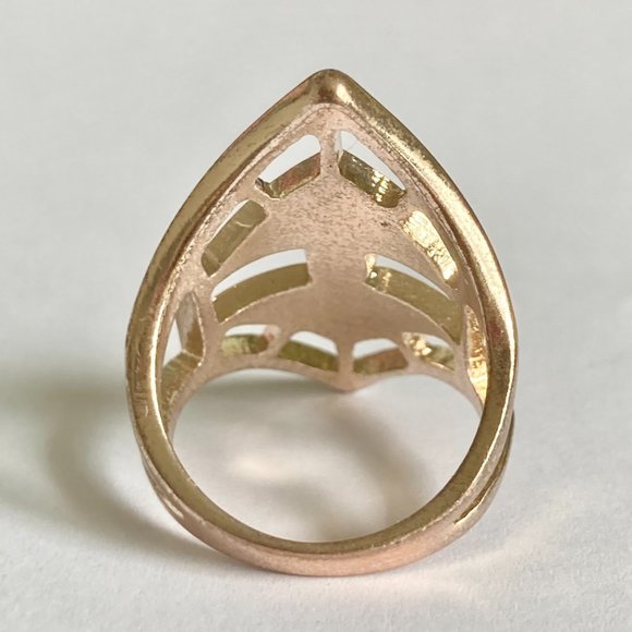 Rose Gold Cubic Zirconia Cocktail Ring Boho Art Deco Size 7 Plated Statement - Picture 9 of 12